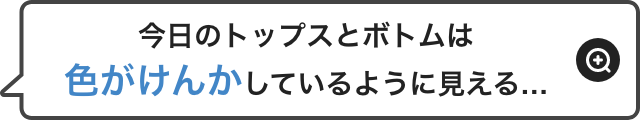 今日のトップスとボトムは色がけんかしているように見える…